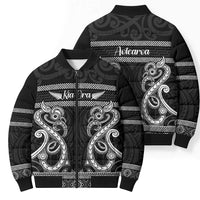 Kia Ora New Zealand Bomber Puffer Jacket Maori Language Week Pango Taniko Motif - Polynesian Pride