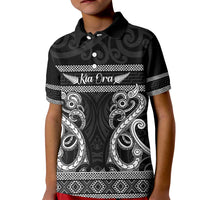 Kia Ora New Zealand Kid Polo Shirt Maori Language Week Pango Taniko Motif - Polynesian Pride