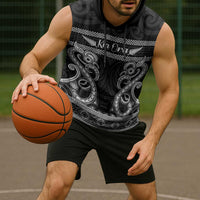 Kia Ora New Zealand Sleeveless Hoodie Maori Language Week Pango Taniko Motif - Polynesian Pride