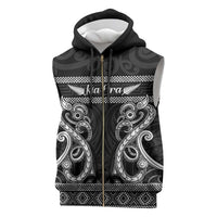 Kia Ora New Zealand Sleeveless Zip Hoodie Maori Language Week Pango Taniko Motif LT14 Black - Polynesian Pride