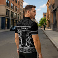 Kia Ora New Zealand Zipper Polo Shirt Maori Language Week Pango Taniko Motif - Polynesian Pride