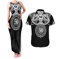 Kia Kaha Te Reo Maori New Zealand Couples Matching Tank Maxi Dress and Hawaiian Shirt 50th Anniversary Ake Ake Ake - Polynesian Pride