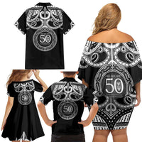 Kia Kaha Te Reo Maori New Zealand Family Matching Off Shoulder Short Dress and Hawaiian Shirt 50th Anniversary Ake Ake Ake - Polynesian Pride