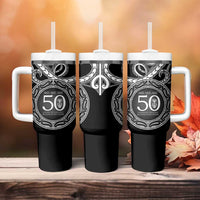 Kia Kaha Te Reo Maori New Zealand Tumbler With Handle 50th Anniversary Ake Ake Ake - Polynesian Pride