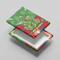 Kakapo New Zealand Christmas Canvas Wall Art Meri Kirihimete Pohutukawa - Green Color