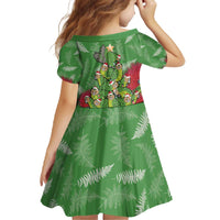 Kakapo New Zealand Christmas Family Matching Off The Shoulder Long Sleeve Dress and Hawaiian Shirt Meri Kirihimete Pohutukawa - Green Color