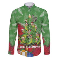 Kakapo New Zealand Christmas Family Matching Short Sleeve Bodycon Dress and Hawaiian Shirt Meri Kirihimete Pohutukawa - Green Color