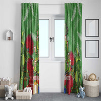 Kakapo New Zealand Christmas Window Curtain Meri Kirihimete Pohutukawa - Green Color