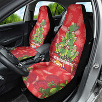 Kakapo New Zealand Christmas Car Seat Cover Meri Kirihimete Pohutukawa - Red Color