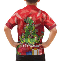 Kakapo New Zealand Christmas Family Matching Off Shoulder Maxi Dress and Hawaiian Shirt Meri Kirihimete Pohutukawa - Red Color LT14 - Polynesian Pride