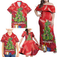 Kakapo New Zealand Christmas Family Matching Off Shoulder Maxi Dress and Hawaiian Shirt Meri Kirihimete Pohutukawa - Red Color LT14 - Polynesian Pride