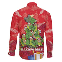 Kakapo New Zealand Christmas Family Matching Off Shoulder Maxi Dress and Hawaiian Shirt Meri Kirihimete Pohutukawa - Red Color LT14 - Polynesian Pride