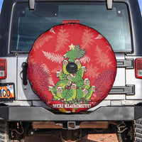 Kakapo New Zealand Christmas Spare Tire Cover Meri Kirihimete Pohutukawa - Red Color