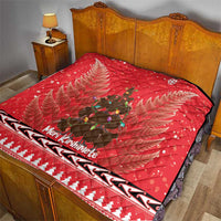 Kiwi New Zealand Christmas Quilt Meri Kirihimete Silver Fern - Red Color