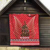 Kiwi New Zealand Christmas Quilt Meri Kirihimete Silver Fern - Red Color