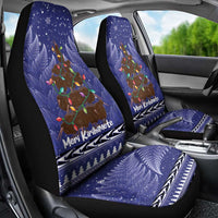 Kiwi New Zealand Christmas Car Seat Cover Meri Kirihimete Silver Fern - Blue Color