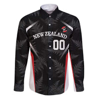 Custom New Zealand Silver Fern Softball Family Matching Long Sleeve Bodycon Dress and Hawaiian Shirt Go Aotearoa LT14 Dad's Shirt - Long Sleeve Black - Polynesian Pride