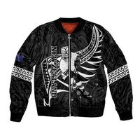 Custom Aotearoa Ice Hockey Bomber Jacket NZ Tiki Mascot - Maori Pattern