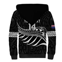 Custom Aotearoa Ice Hockey Sherpa Hoodie NZ Tiki Mascot - Maori Pattern