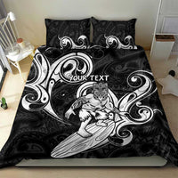 Personalised New Zealand Surfing Bedding Set Aotearoa Maori Tiki Haka