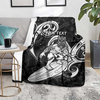 Personalised New Zealand Surfing Blanket Aotearoa Maori Tiki Haka