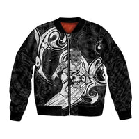 Personalised New Zealand Surfing Bomber Jacket Aotearoa Maori Tiki Haka
