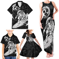 Personalised New Zealand Surfing Family Matching Tank Maxi Dress and Hawaiian Shirt Aotearoa Maori Tiki Haka LT14 - Polynesian Pride