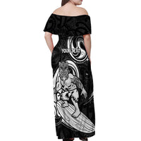 Personalised New Zealand Surfing Off Shoulder Maxi Dress Aotearoa Maori Tiki Haka
