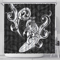 Personalised New Zealand Surfing Shower Curtain Aotearoa Maori Tiki Haka LT14 - Polynesian Pride
