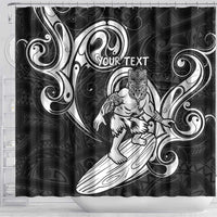 Personalised New Zealand Surfing Shower Curtain Aotearoa Maori Tiki Haka LT14 - Polynesian Pride