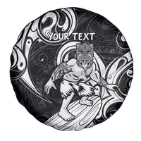 Personalised New Zealand Surfing Spare Tire Cover Aotearoa Maori Tiki Haka
