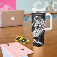 Personalised New Zealand Surfing Tumbler With Handle Aotearoa Maori Tiki Haka LT14 - Polynesian Pride