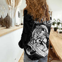 Personalised New Zealand Surfing Women Casual Shirt Aotearoa Maori Tiki Haka