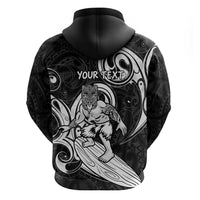 Personalised New Zealand Surfing Zip Hoodie Aotearoa Maori Tiki Haka LT14 - Polynesian Pride