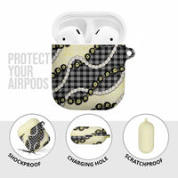 Black Palaka Hawaii AirPods Case Kukui Nut Pikake Lei Hawaiian Tapa Pattern - Polynesian Pride