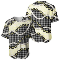 Black Palaka Hawaii Baseball Jersey Kukui Nut Pikake Lei Hawaiian Tapa Pattern LT14 - Polynesian Pride