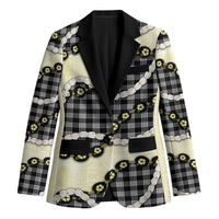 Black Palaka Hawaii Blazer Kukui Nut Pikake Lei Hawaiian Tapa Pattern - Polynesian Pride