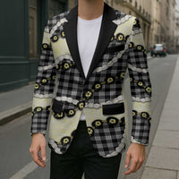 Black Palaka Hawaii Blazer Kukui Nut Pikake Lei Hawaiian Tapa Pattern - Polynesian Pride