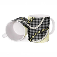 Black Palaka Hawaii Ceramic Mug Kukui Nut Pikake Lei Hawaiian Tapa Pattern - Polynesian Pride