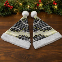 Black Palaka Hawaii Christmas Santa Hat Kukui Nut Pikake Lei Hawaiian Tapa Pattern - Polynesian Pride
