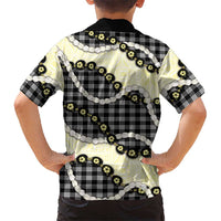 Black Palaka Hawaii Family Matching Long Sleeve Bodycon Dress and Hawaiian Shirt Kukui Nut Pikake Lei Hawaiian Tapa Pattern - Polynesian Pride