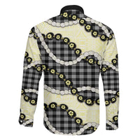 Black Palaka Hawaii Family Matching Long Sleeve Bodycon Dress and Hawaiian Shirt Kukui Nut Pikake Lei Hawaiian Tapa Pattern - Polynesian Pride