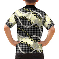 Black Palaka Hawaii Family Matching Off Shoulder Maxi Dress and Hawaiian Shirt Kukui Nut Pikake Lei Hawaiian Tapa Pattern LT14 - Polynesian Pride