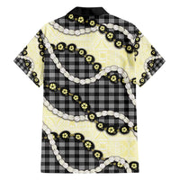 Black Palaka Hawaii Family Matching Tank Maxi Dress and Hawaiian Shirt Kukui Nut Pikake Lei Hawaiian Tapa Pattern - Polynesian Pride