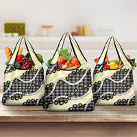 Black Palaka Hawaii Grocery Bag Kukui Nut Pikake Lei Hawaiian Tapa Pattern - Polynesian Pride
