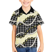 Black Palaka Hawaii Hawaiian Shirt Kukui Nut Pikake Lei Hawaiian Tapa Pattern - Polynesian Pride