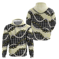 Black Palaka Hawaii Hoodie Kukui Nut Pikake Lei Hawaiian Tapa Pattern - Polynesian Pride