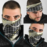 Black Palaka Hawaii Neck Gaiter Kukui Nut Pikake Lei Hawaiian Tapa Pattern - Polynesian Pride