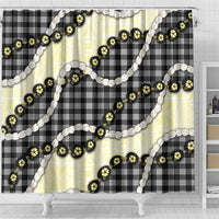 Black Palaka Hawaii Shower Curtain Kukui Nut Pikake Lei Hawaiian Tapa Pattern - Polynesian Pride