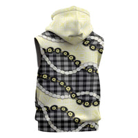 Black Palaka Hawaii Sleeveless Hoodie Kukui Nut Pikake Lei Hawaiian Tapa Pattern - Polynesian Pride